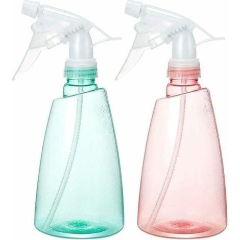Sprühflasche, 2 Stück, 500 ml, leere Sprühflasche aus Kunststoff, wiederverwendbar, nachfüllbarer Zerstäuber mit verstellbarem Sprühkopf zum Pflanzen von Blumen, Reinigen, Gärtnern, Reisen usw.