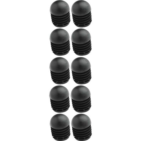 10x Embout de tube rond rentrant à ailettes tête demi-sphérique en PELD Bouchon Capuchon Pied Meuble Table Chaise Protection Extrémité Cannelé, Ø extérieur 50mm noir (1/3)