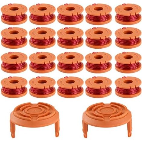 20 Pièces Bobine Fil Coupe Bordure，Fonctionne avec compatible avec Worx 20V, Ø1,65 mm, 3m Trimmers de gazon，Adaptée à la Machine de Coupe WA0010(20 Fil Coupe Bordure,2 Couvercle) (1/5)