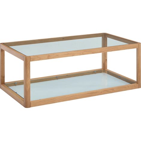Table basse en verre trempé et chêne - Transparent et Naturel - ZUNARIL (1/4)