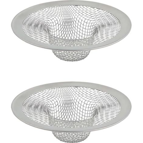 2 Petits paniers de Tamis de vidange, filtres d'évier pour Salle de Bain, Attrape-Cheveux pour lessive, éviers, vidange, évier Mobile, filtres de vidange en Acier Inoxydable, 7 cm (1/5)