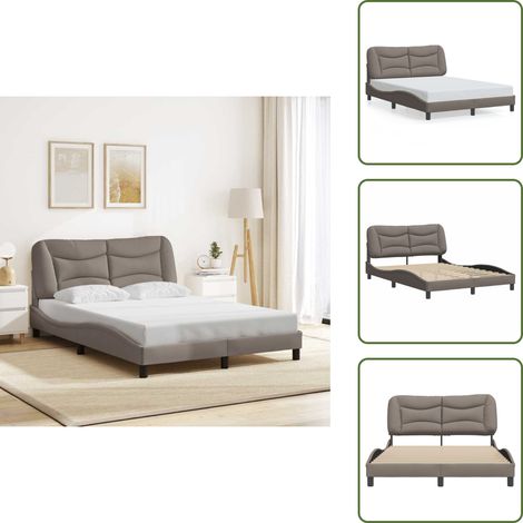 Cuscino testiera - vidaXL Giroletto senza Materasso Hvar Tortora 140x200 cm in Tessuto - Letto tortora