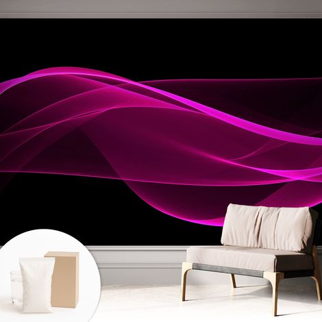 Tapete Vliestapete mit Kleber für Wohnzimmer Schlafzimmer Küche - Wanddekoration Rosa Bänder 312x219 cm (1/5)