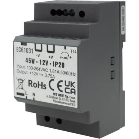 DIN-Schienen-Netzteil 12V 45W IP20 Premium Eco Light EC61031 (1/2)