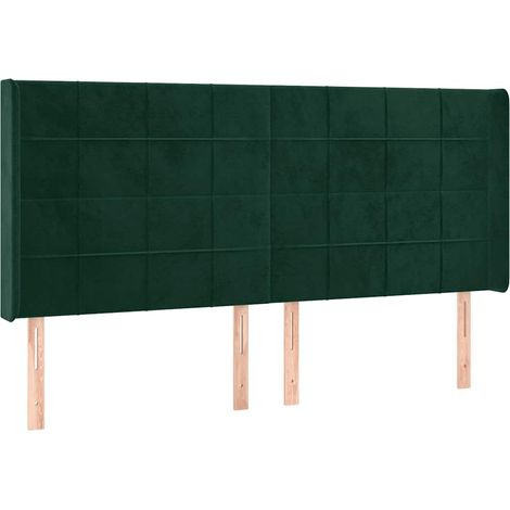 Testiera Testata del letto ad Orecchio Verde Scuro 183x16x118/128 cm in Velluto (1/5)