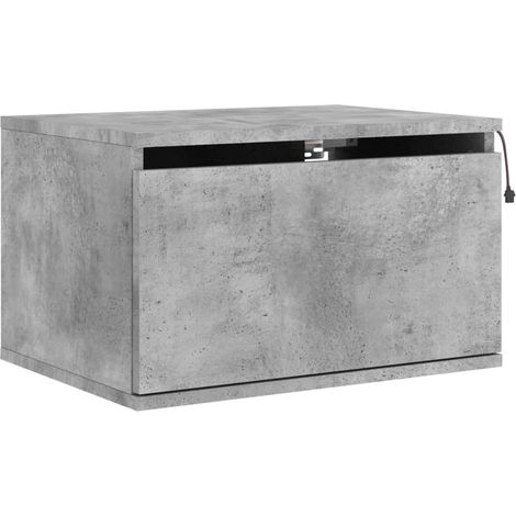Comodino sospeso con luci LED con cassetto 50 x 36 x 30 cm MDF grigio DEC034197