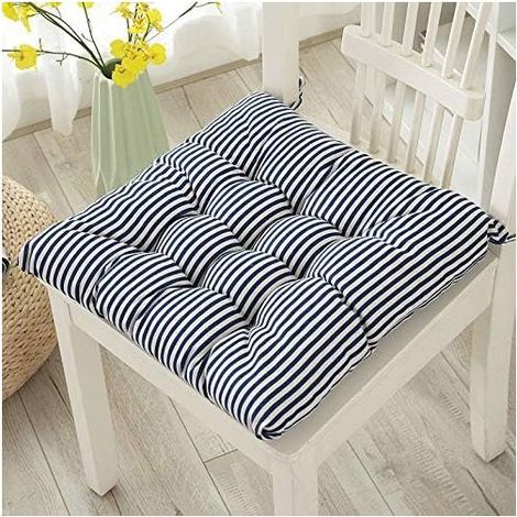 Lot de 2 Galette de Chaise, Imprimé Géométrique Galette de Chaise, Coussins de Chaise D'intérieur, Lavable de Coussin Chaise, Extérieur Housses de Chaise Coussins (Rayure,50x50cm) (1/4)