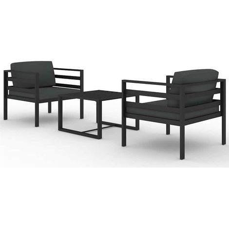 Maison Exclusive - 3-tlg. Garten-Lounge-Set mit Kissen Aluminium (1/5)