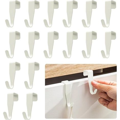 Un ensemble de 16 crochets de porte en acier inoxydable blanc, adaptés à une utilisation extérieure, notamment pour les salles de bains, les portes de placards et les chambres. (1/4)