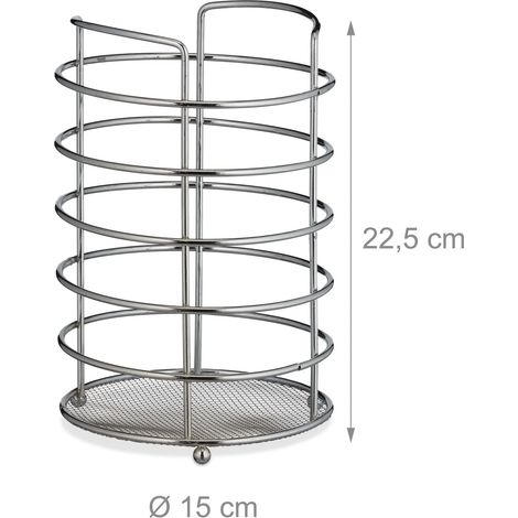 Portautensili da cucina grande design moderno 30 x 30 x 25 cm in metallo inossidabile argentato 130007968