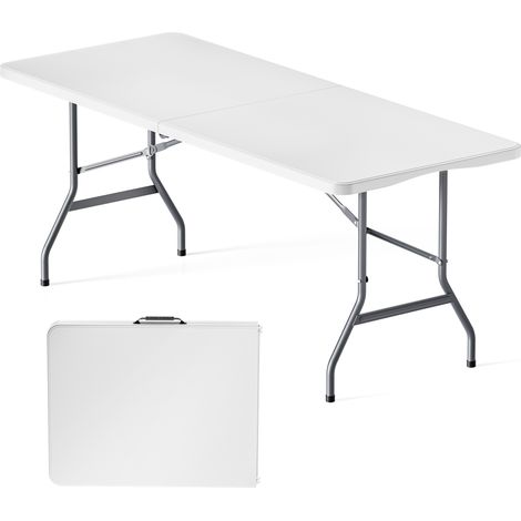 Wiltec – Table de camping pliante 180 x 75 x 74 cm – En plastique PE-HD et acier – Légère 11 kg – Pliable pour extérieur, BBQ, pique-nique (1/5)