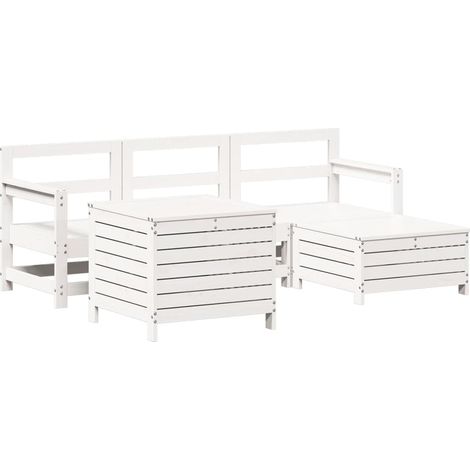Maison Exclusive - Set Salotto da Giardino 5 pz Bianco in Legno Massello di Pino