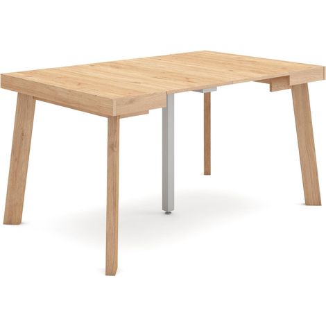 Skraut Home - Ausziehbarertisch, Multifunktionaler ausziehbarer, 140, Für 6 Gäste, Hölzerne Beine, Moderner Stil, Eiche (1/5)