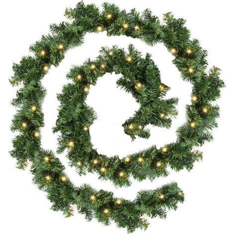 Randaco Weihnachtsgirlande mit Beleuchtung Lichterkette Deko 100 LEDs Innen Außen Grün 5M (1/4)