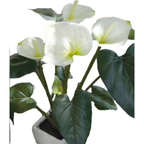 Superbe anthurium artificiel en pot H 41 cm Jaune-vert - couleur: Jaune-vert (1/3)