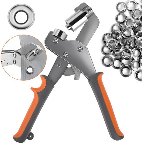 Pince à œillets avec 500 œillets (diamètre 10 mm) I Pince à œillets magnétique pour bâches I Presse à œillets manuelle en acier trempé I Pour œillets de bâche, tissus, bannières (1/5)