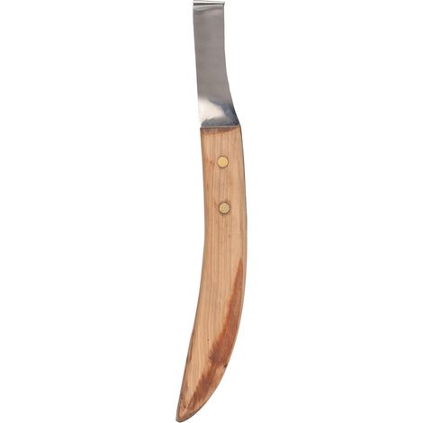 Couteau à sabot pour gaucher avec manche en bois, outil de parage des sabots de bétail en acier courbé (1/5)