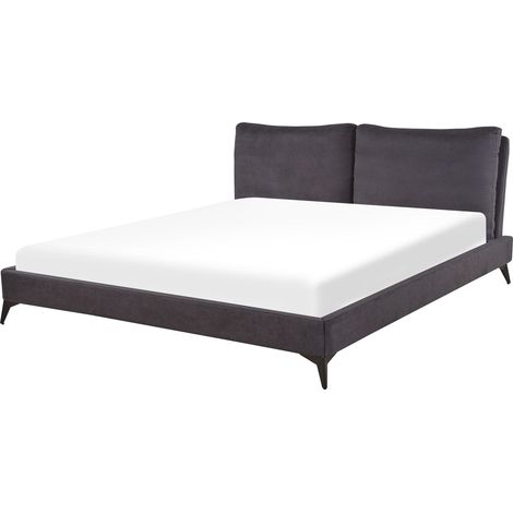 Letto moderno imbottito in ciniglia grigio 180 x 200 cm Melle (1/5)