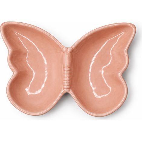 Plato de cerámica con forma de mariposa, color rosa, 20,7 x 15,6 x 2,9 cm (1/2)