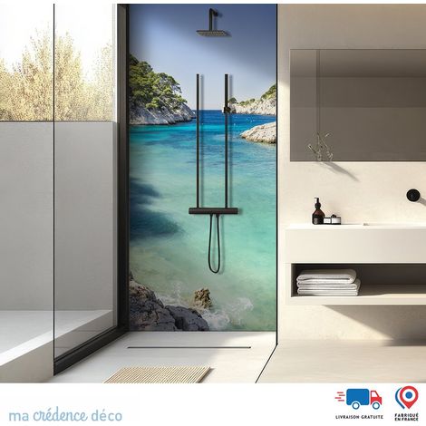 Panneau de douche : Crique et mer - Alu composite - 90 - 245 (1/3)