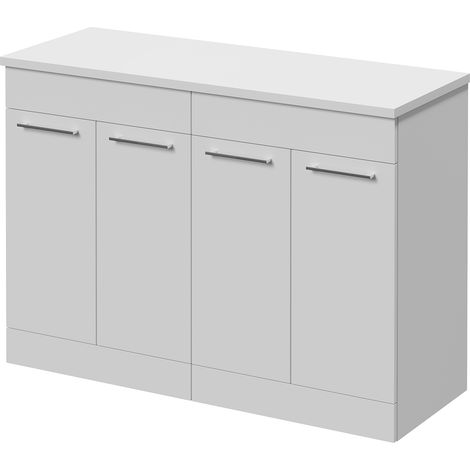 Napoli 460 Gloss White 1200mm 4 Door Vanity Unit for Countertop Basins - 1200mm - Chrome 160mm Handle