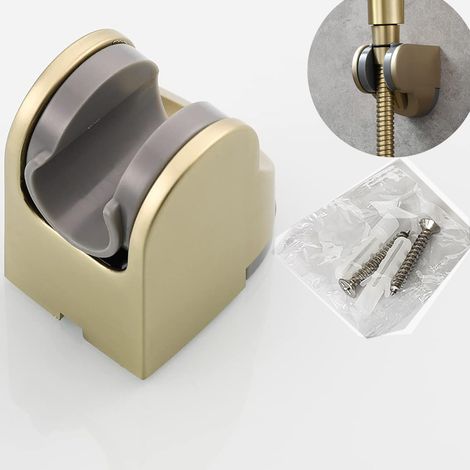Verstellbare, wandmontierte Duschablage aus gebürstetem, goldfarbenem Kunststoff (1/5)