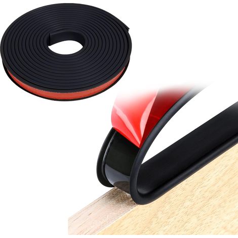 Ruban adhésif pour bord de meuble en forme de U, 5 m, protection de bord pliable en TPE flexible de 16 mm, ruban adhésif de placage de bordure, pour table, protection et réparation d'armoire, noir (1/5)