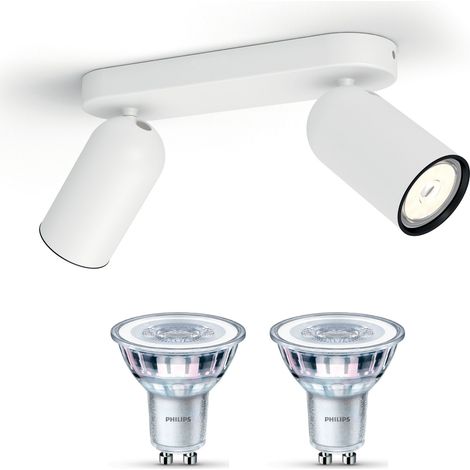 Philips Pongee Spot en saillie à 2 points lumineux GU10 (Blanc) - Philips LED GU10 50W Non dimmable (1/5)
