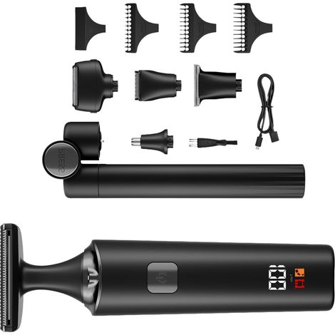 Tondeuse rechargeable pour nez, oreilles, dos avec poignée réglable, batterie intelligente, utilisation humide et sèche (1/4)