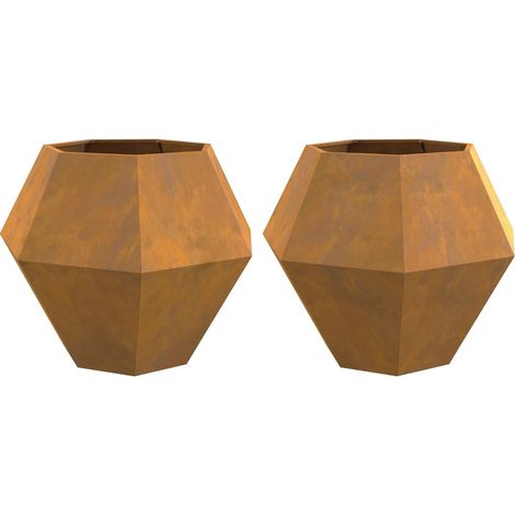 Lot de 2 jardinières rectangulaires conçu pour extérieur 100 x 100 x 80 cm en acier rouillé (1/5)