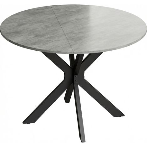 Round Folding Dining Table for 2-6, Cement Grey MDF