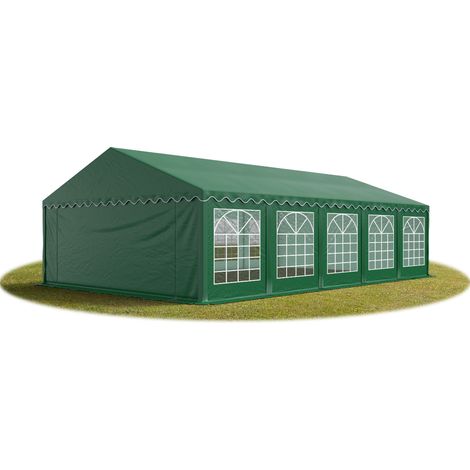 TOOLPORT Carpa para fiestas carpa de fiesta 5x10 m carpa de pabellón de jardín lona PVC 700 N en verde oscuro impermeable