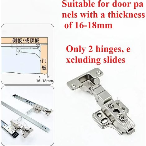 (16-18 mm - 2 pièces) Rail de coulissement invisible pour porte battante, armoire, cave à vin, meuble TV, charnière de meuble, gain de place (1/5)