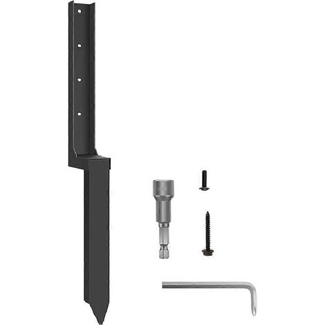 Kit de réparation de poteau de clôture en acier robuste, comprenant des piquets et des clous d'ancrage, pour la réparation de poteaux de clôture en bois, 1 pièce. (1/4)