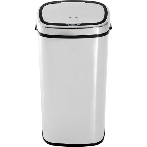 Poubelle automatique Sensor 68L avec détecteur de mouvement, étanche, en acier inoxydable argenté, idéale pour le bureau, la chambre et la cuisine. (1/5)