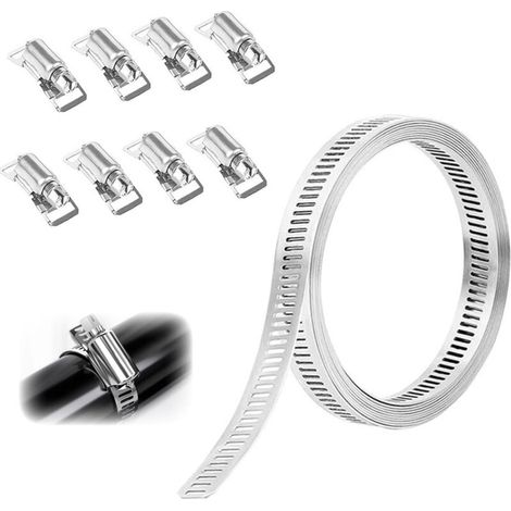XEPHO Colliers de serrage de 3,5 m en acier inoxydable 304 avec technologie de fixation pour tous les projets de tuyaux, pour tuyau d'eau, tuyau de gaz, tuyau automobile et piscine, machine à