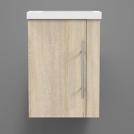Ocean Sanitaire – Meuble bas de salle de bain minimaliste suspendu avec lavabo intégré – MDF robuste – Dimensions 44x23x60cm – Système de fermeture douce (1/5)