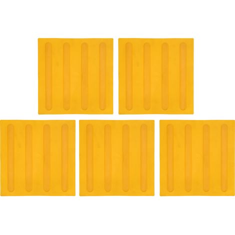Lot de 5 dalles de sol antidérapantes en caoutchouc, bandes de signalisation tactiles pour trottoirs aveugles, plaques de base pour chaussées, bande jaune (1/5)