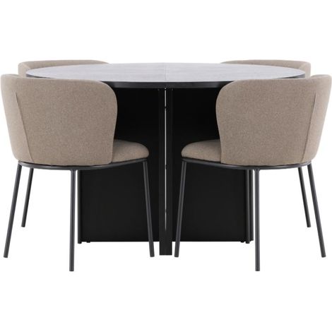 Strada Essgruppe Ausziehtisch Ø120cm, 170cm und 4 Stühle schwarz, braun. (1/4)