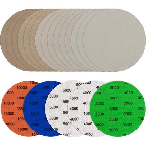 Lot de 25 Disques Abrasifs Ronds 150 mm pour Ponceuse Électrique - Grains 3000 à 10000, Papier de Verre Polissage (1/5)