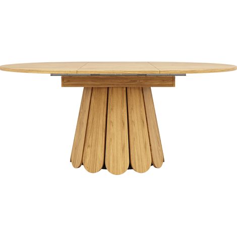 Mesa de comedor extensible redonda de MDF color madera natural 118-158 cm (1/5)