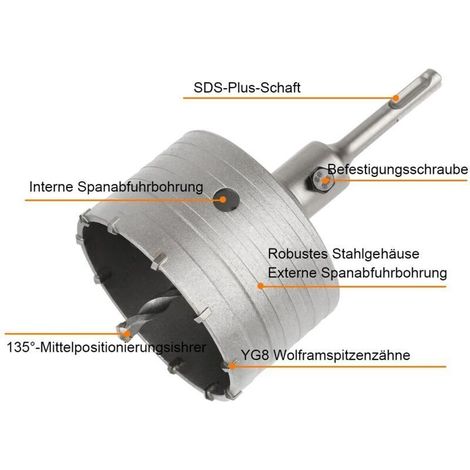 Scie Cloche Trépan Beton Ø 30mm Avec Adaptateur SDS Plus 110 mm.Carotteuse Beton.Scie Trépan Pour Percer Des Trous Dans Les Murs En Blocs (1/4)