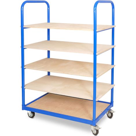 BRB Etagenwagen mit 5 Ebenen, BxTxH 1050x500x1450 mm, 2 Lenk- u. 2 Bockrollen (1/3)