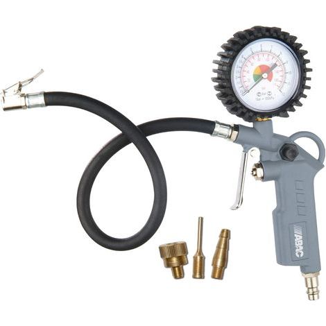 Pistolet de Gonflage de Pneus 3 Pièces pour Compresseur G-580, Comprenant un Gonfleur de Pneus avec Manomètre et 3 Embouts de Gonflage, Pression Max. 8 Bar (1/5)