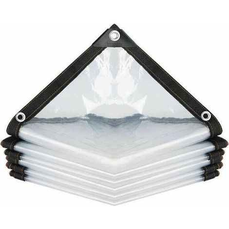 Bâche Transparente Imperméable avec Oeillets, à l'eau en PE MultiUsage AntiPluie Résistante Aux Déchirures Toile de bâche Ultra légère (Color : Clear, Size : 200x200cm) (1/5)