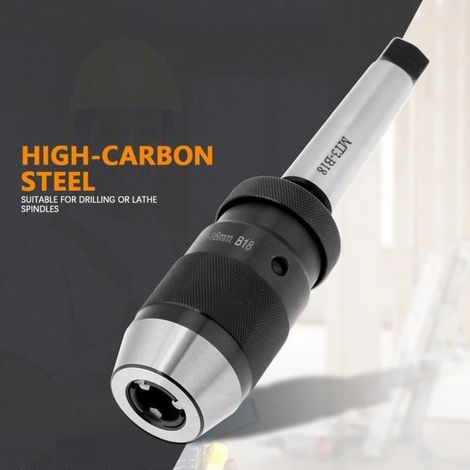 Mandrin de perçage sans clé en acier auto-serrant avec arbre conique MT3-B18 capacité de 1-16mm (1/3)