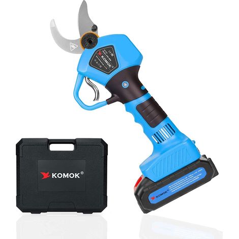 Sécateur Électrique Sans Fil 30mm, 2 Batteries Rechargeables 2000mAh/21V, Sécateur de Jardin avec Lames SK5/Moteur Sans Balais 600W/6-8 Heures d'autonomie - Blue (1/5)