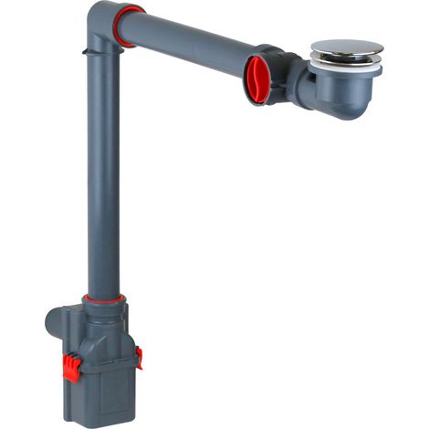 Sifón inspeccionable que ahorra espacio para fregaderos de 1 cubeta con desagüe cromado click-clack CGS AL830F.01  Cromo