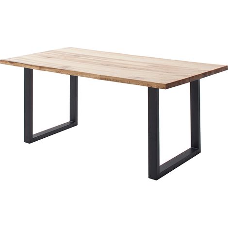 Esstisch 160x90 cm mit Baumkante, U-Gestell, Eiche massiv geölt, PARACATU-06 (1/5)
