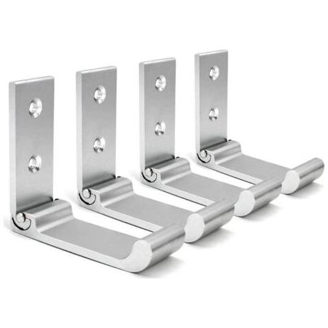 (Silberne) Klappbare Wandhaken, 4er-Set Wandhelmhalterung, unsichtbare Kleiderhaken, Aluminium-Wandhaken, inklusive Schrauben, Garderobenständer (1/5)